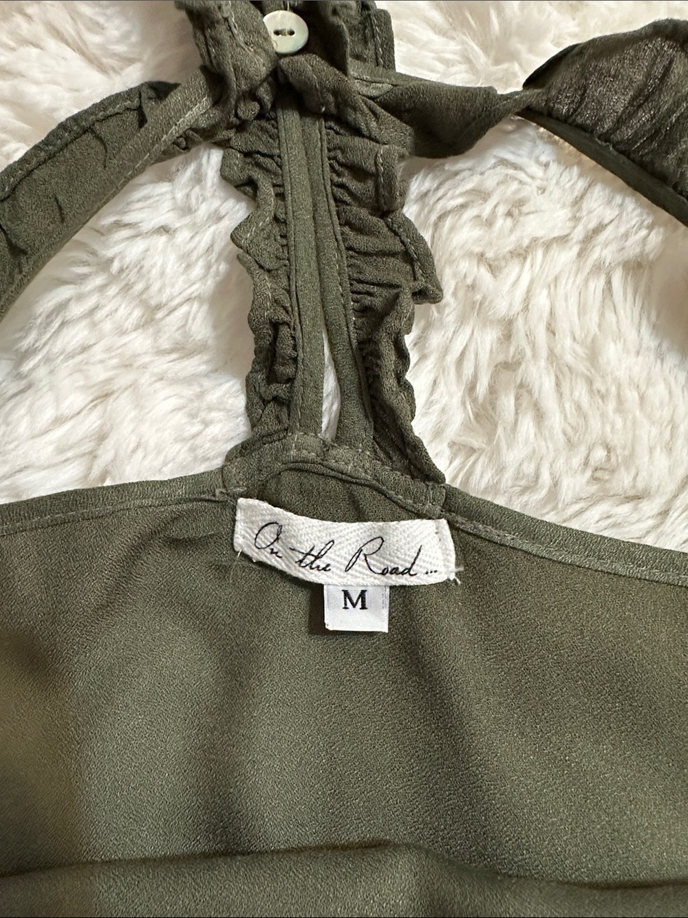 On The Road Olive Ruffle-Back V-Neck Camisole Tank - Picture 3 of 8